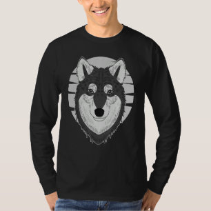 Husky dog imprint artwork face with Siberian Husky T-Shirt
