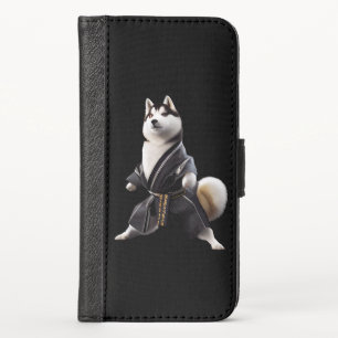 Husky Dog Knows Karate, Husky Dog Karate Player iPhone XS Wallet Case