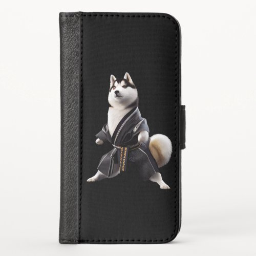Husky Dog Knows Karate Husky Dog Karate Player iPhone XS Wallet Case