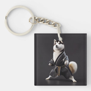 Husky Dog Knows Karate, Husky Dog Karate Player Keychain