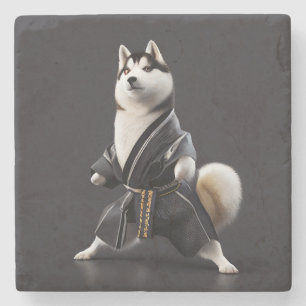 Husky Dog Knows Karate, Husky Dog Karate Player Stone Coaster