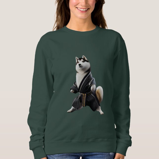 Husky Dog Knows Karate, Husky Dog Karate Player Sweatshirt (Front)