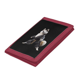 Husky Dog Knows Karate, Husky Dog Karate Player Trifold Wallet