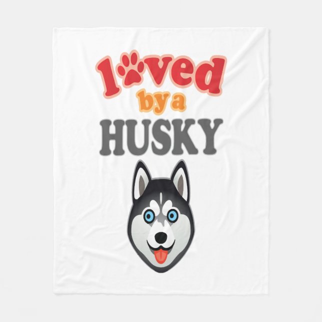 Husky Dog Lover Fleece Blanket (Front)