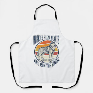 Husky Dog Lover Vintage Engraving Funny Pet Owner Apron