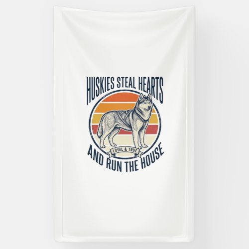 Husky Dog Lover Vintage Engraving Funny Pet Owner  Banner