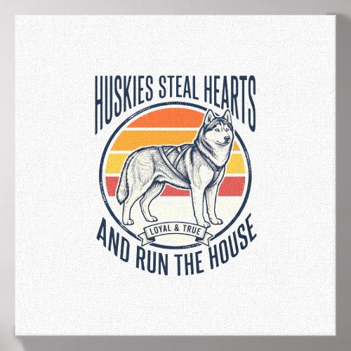 Husky Dog Lover Vintage Engraving Funny Pet Owner  Canvas Photo Tile