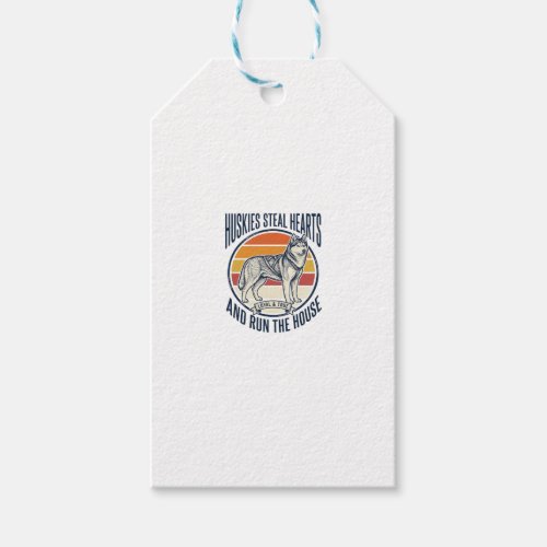Husky Dog Lover Vintage Engraving Funny Pet Owner  Gift Tags