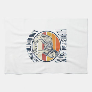 Husky Dog Lover Vintage Engraving Funny Pet Owner Kitchen Towel