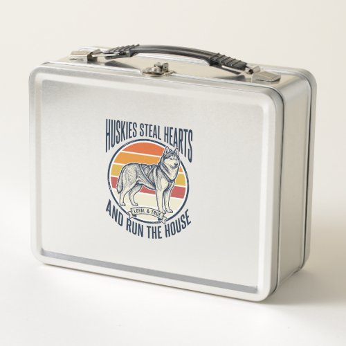 Husky Dog Lover Vintage Engraving Funny Pet Owner  Metal Lunch Box