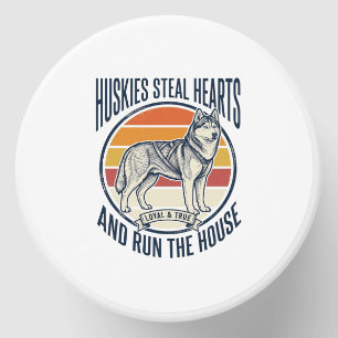 Husky Dog Lover Vintage Engraving Funny Pet Owner Mini Candle Favors