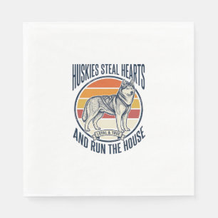 Husky Dog Lover Vintage Engraving Funny Pet Owner Napkins