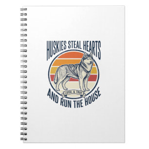 Husky Dog Lover Vintage Engraving Funny Pet Owner Notebook