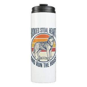 Husky Dog Lover Vintage Engraving Funny Pet Owner  Thermal Tumbler