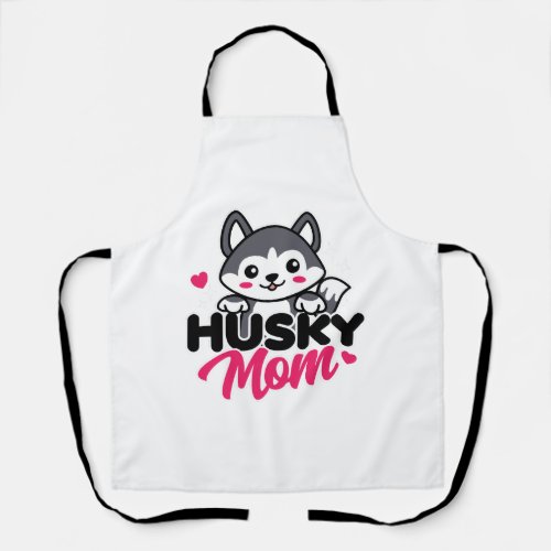 Husky Dog Mom Cute Kawaii Design Apron