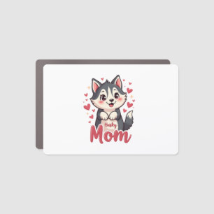 Husky Dog Mom Cute Kawaii Design Car Magnet