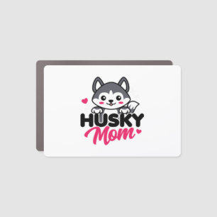 Husky Dog Mom Cute Kawaii Design Car Magnet