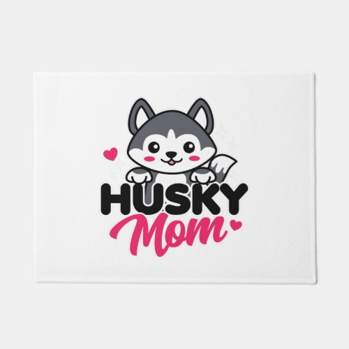 Husky Dog Mom Cute Kawaii Design Doormat