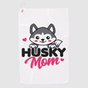 Husky Dog Mom Cute Kawaii Design Golf Towel