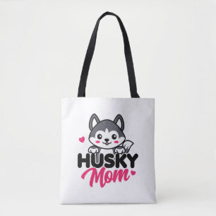 Husky Dog Mom Cute Kawaii Design Tote Bag