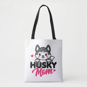 Husky Dog Mom Cute Kawaii Design Tote Bag