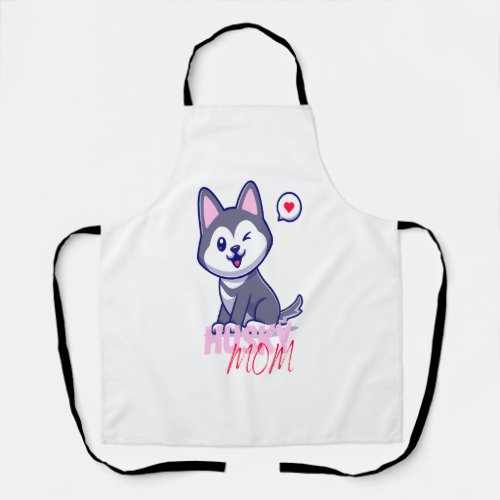 Husky Dog Mom Cute Kawaii Puppy  Apron