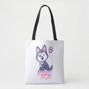 Husky Dog Mom Cute Kawaii Puppy Tote Bag