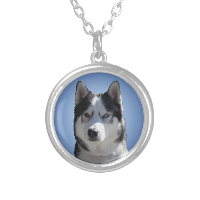 Husky Dog Necklace Siberian Husky Eyes Necklace (Front)