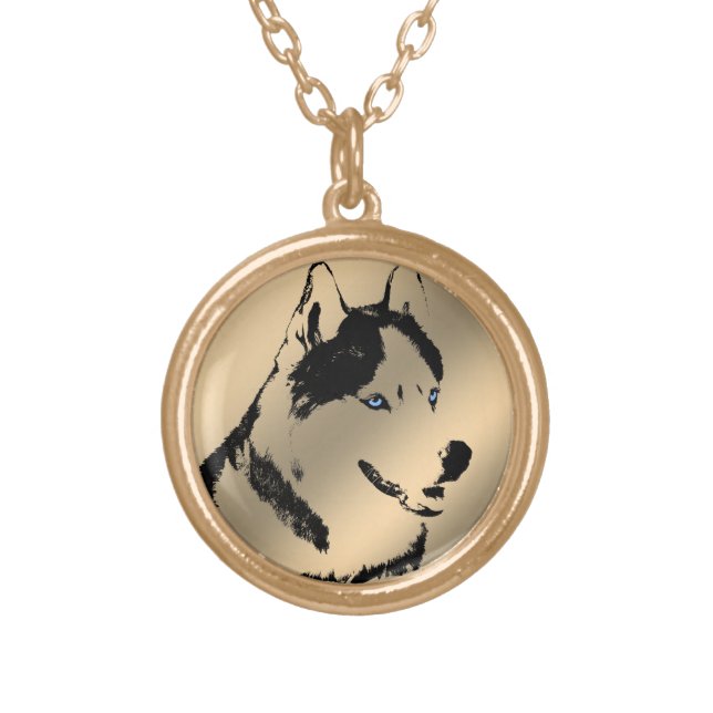 Husky Dog Necklace Siberian Husky Malamute Jewelry (Front)