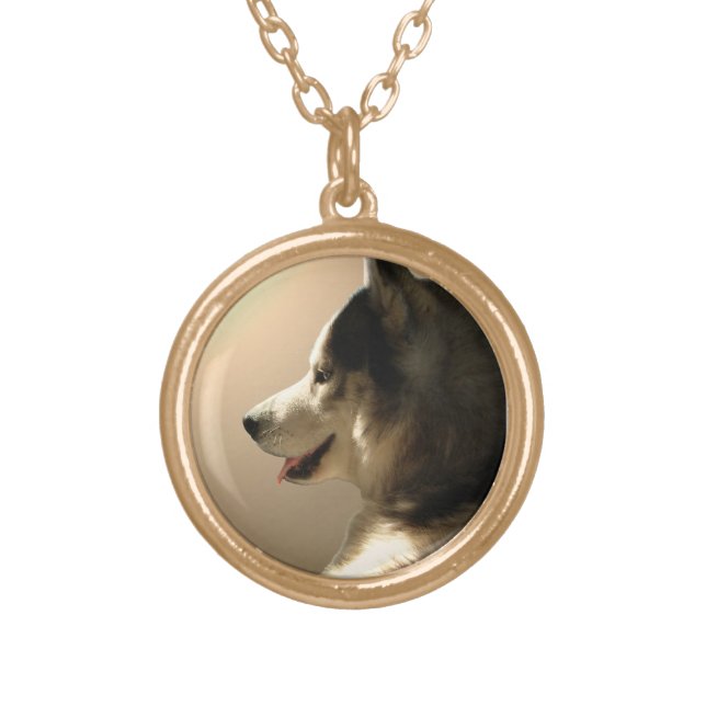 Husky Dog Necklace Siberian Husky Malamute Jewelry (Front)