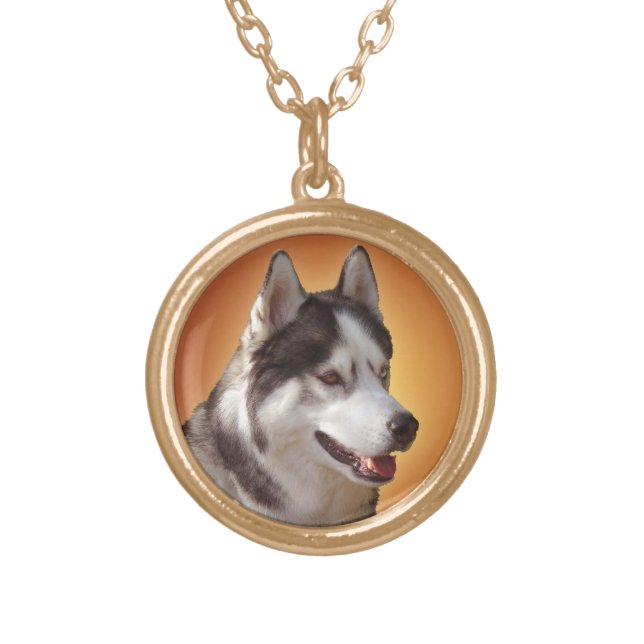 Husky Dog Necklace Siberian Husky Malamute Jewelry (Front)