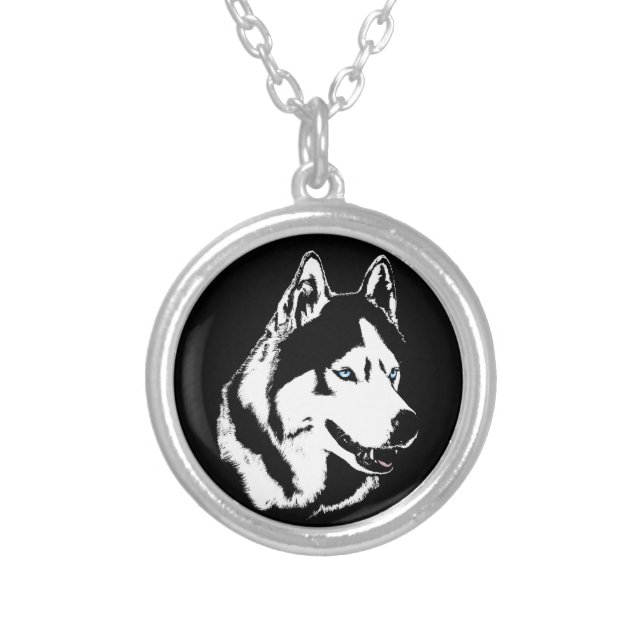 Husky Dog Necklace Siberian Husky Malamute Jewelry (Front)