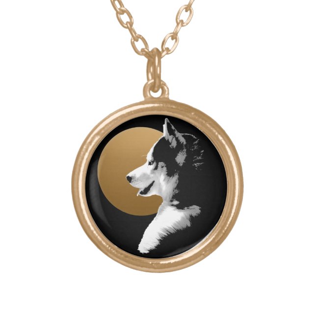 Husky Dog Necklace Siberian Husky Pup Necklace (Front)