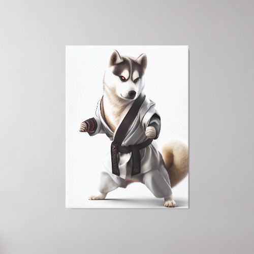 Husky Dog Play Karate Karate Champion Husky Dog Canvas Print