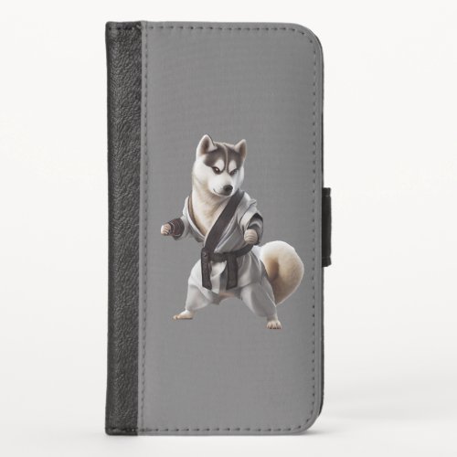 Husky Dog Play Karate Karate Champion Husky Dog iPhone XS Wallet Case