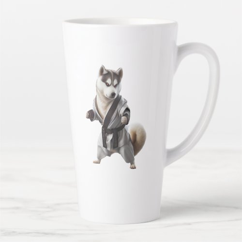 Husky Dog Play Karate Karate Champion Husky Dog Latte Mug