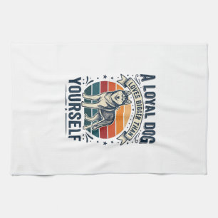 Husky Dog Quote Vintage Engraving Pet Lover Design Kitchen Towel