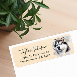 Husky Dog Return Address Label