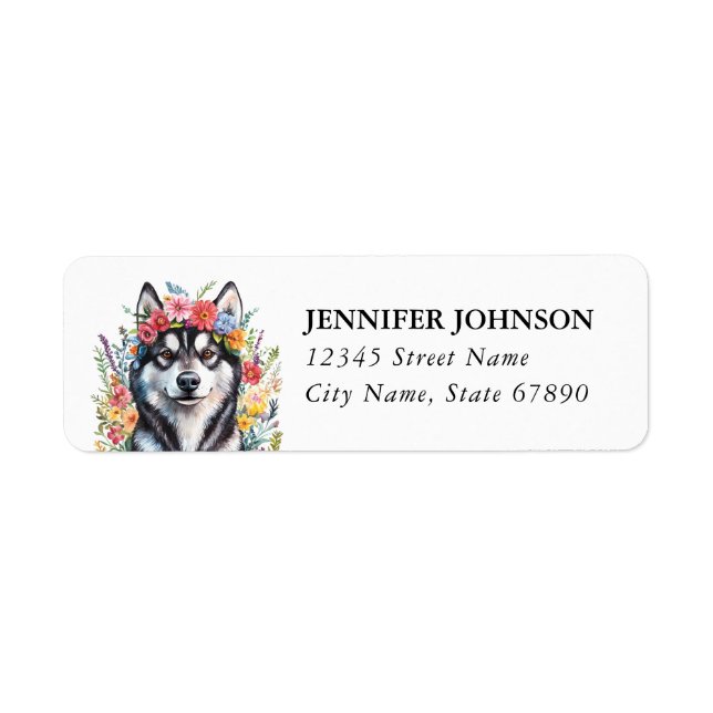 Husky Dog Return Address Labels (Front)