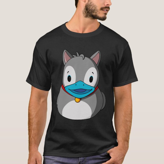 Husky Dog Rubber Duck T-Shirt (Front)