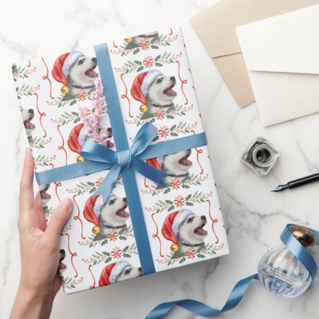Husky Dog Santa Christmas Wrapping Paper (Gifting)