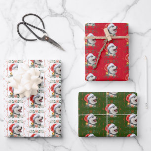 Husky Dog Santa Christmas Wrapping Paper Sheets