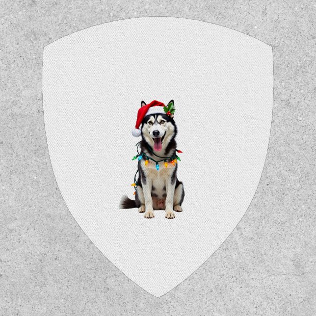Husky Dog Santa Hat Christmas Tree Xmas Gifts For  Patch (Front)