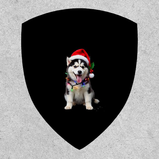 Husky Dog Santa Hat Christmas Tree Xmas Gifts For  Patch (Front)