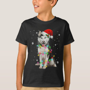 Husky Dog Santa Hat Christmas Tree Xmas Gifts For  T-Shirt