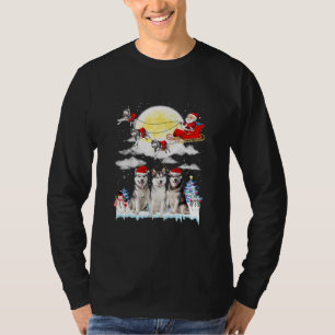Husky Dog Santa Sleigh Christmas Lover T-Shirt