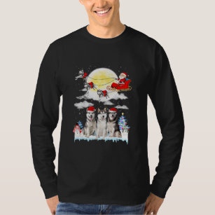 Husky Dog Santa Sleigh Christmas Lover  T-Shirt