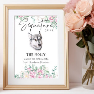Husky Dog Signature Drink Sign