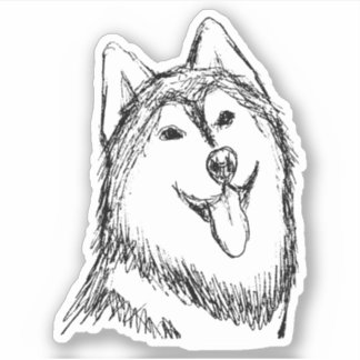 Husky Dog Sketch Sticker
