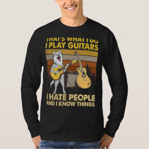 Husky Dog That's What I Do I Play Guitars Dog Retr T-Shirt